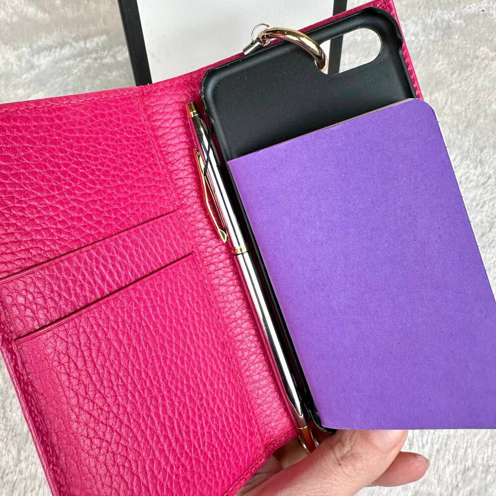 Gucci GG Marmont hot pink leather phone case convert to note pad! NEW! GIFT!! - Picture 8 of 16